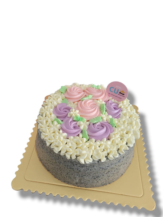 黑芝麻忌廉朱古力蛋糕(彩花款)