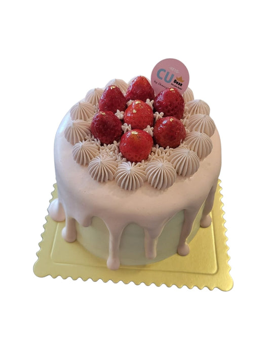 士多啤梨粉紅奶蓋原味忌廉蛋糕