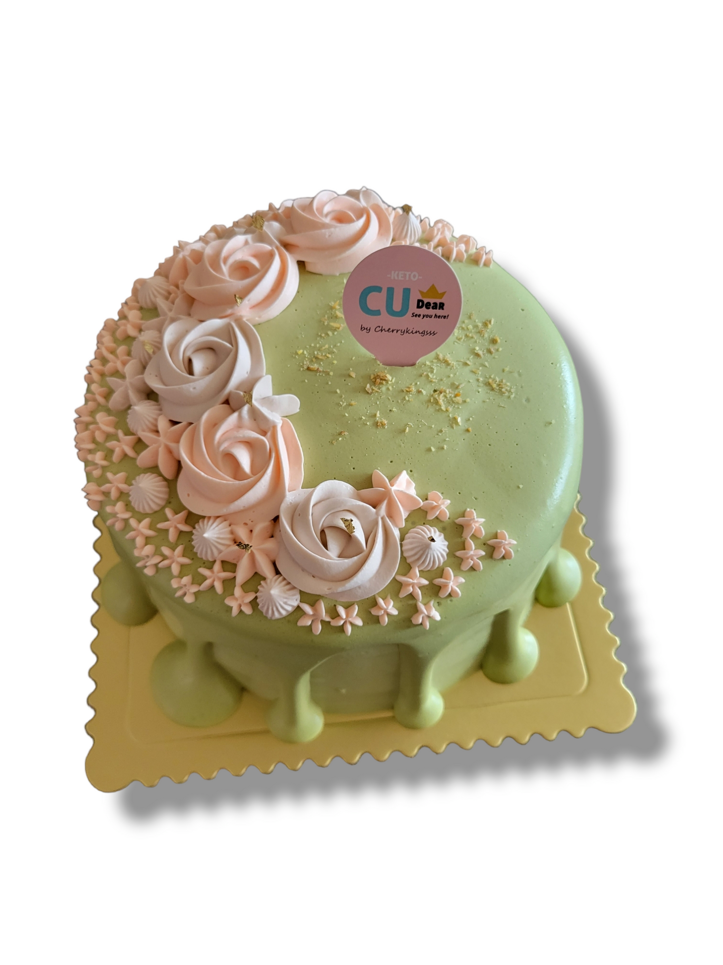 綠茶奶蓋綠色忌廉原味蛋糕