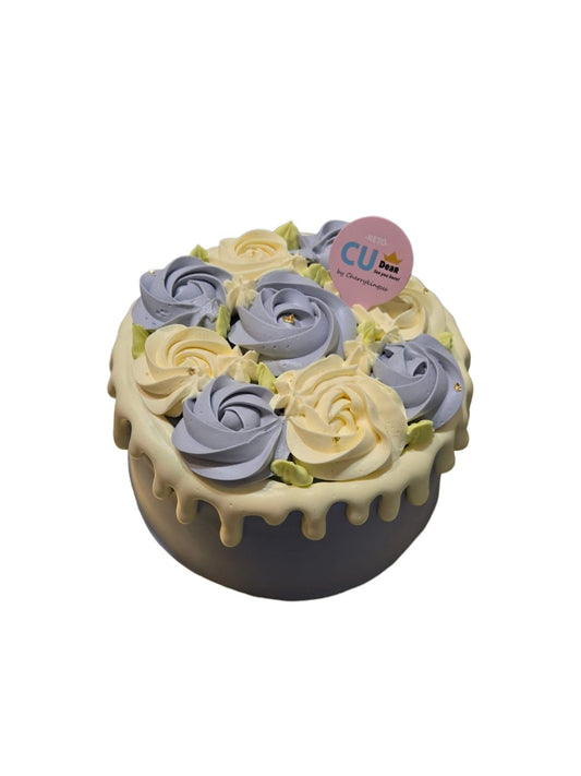 原味忌廉綠茶蛋糕(藍花款)